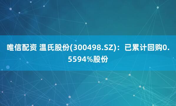 唯信配资 温氏股份(300498.SZ)：已累计回购0.5594%股份